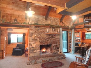 cabins for sale stone fireplace