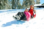 Girls sledding Palomar Christian Conference Center